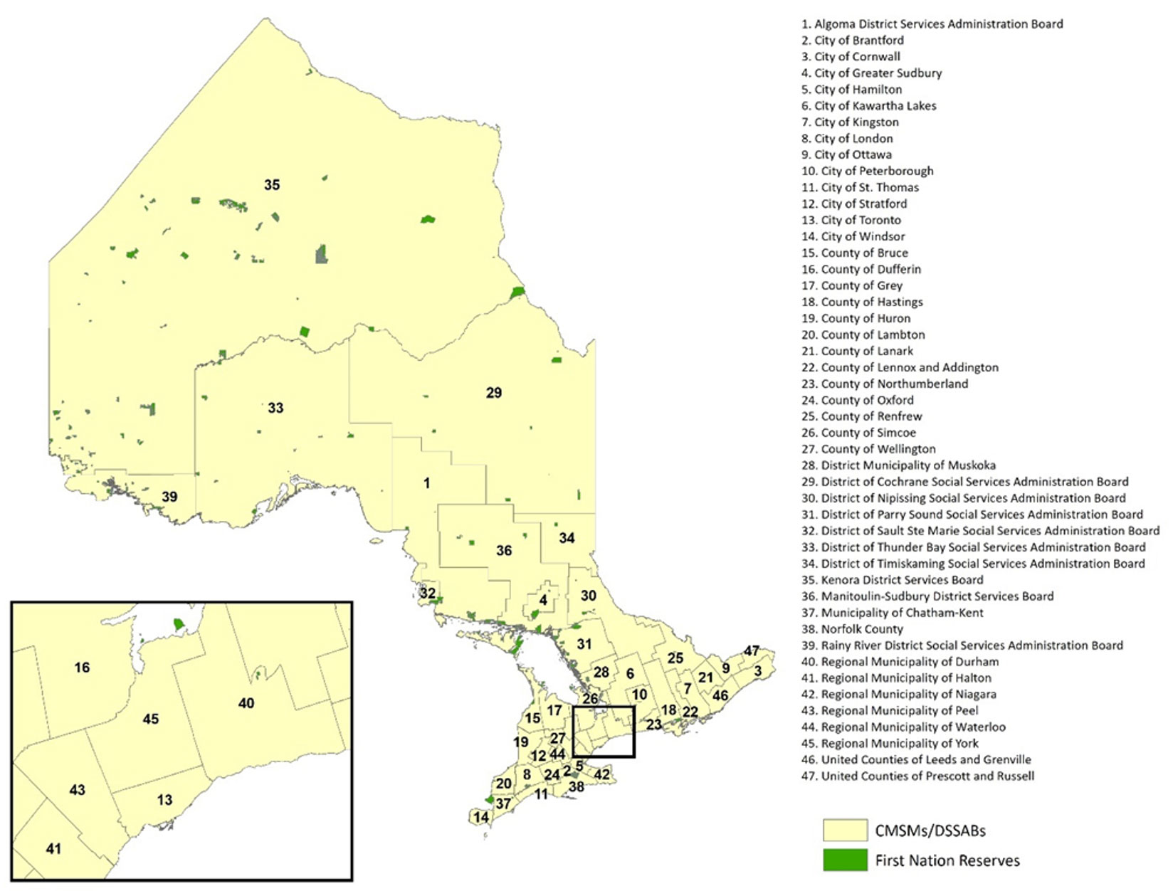 Consolidated Municipal Service Managers and District Social Services Administration Boards in Ontario