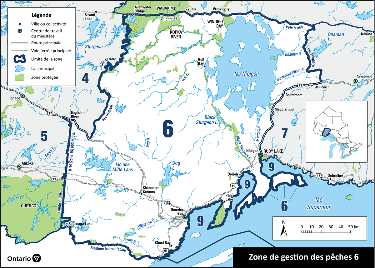 La zone 6&nbsp;est située dans le Nord-Ouest de l’Ontario et comprend les villes de Thunder Bay, Nipigon, Red Rock, Upsala et Dorion.