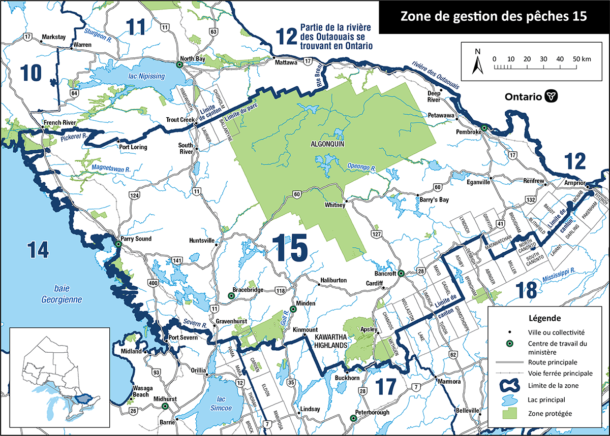 La zone 15&nbsp;est située principalement dans le Sud de l’Ontario et comprend les villes de Pembroke, Parry Sound, Huntsville et Bancroft.