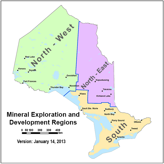 Map showing North-West, North-East and South regions.