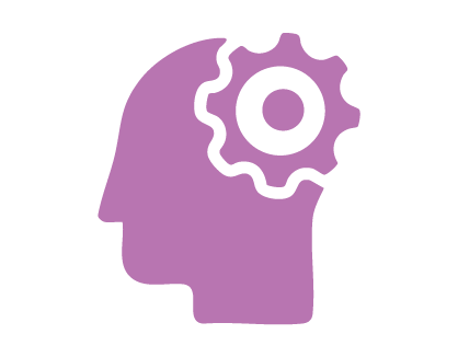 Graphic of a person’s head with a gear in front of it symbolizing the 24% of Ontarians who have learned about emergency risks.