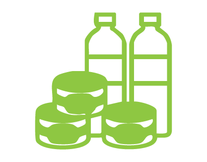 Graphic of canned food and bottled water representing the 41% of Ontarians who have emergency food and water supplies