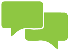 Graphic of two word balloons symbolizing Key public education materials translated into 13 languages