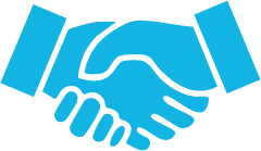 Graphic of two hands shaking representing “investing in local emergency management preparedness”