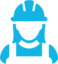 Graphic of an emergency worker in a hardhat and reflective vest symbolizing Ontario Corps equipment and personnel ready to deploy within 24-72 hours