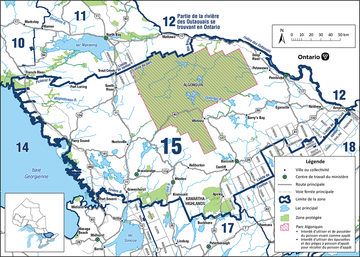 La zone 15 est située principalement dans le Sud de l’Ontario et comprend les villes de Pembroke, Parry Sound, Huntsville et Bancroft.