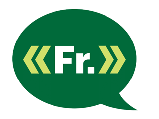Logo officiel pour les organismes désignés offrant des services en français en Ontario. Il représente une bulle de dialogue verte avec le texte « Fr. » en blanc, encadré par des guillemets français («  ») en jaune.