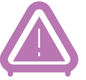 Exclamation point in a purple triangle.