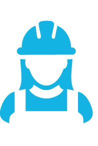 A blue outline of a person in a hardhat 