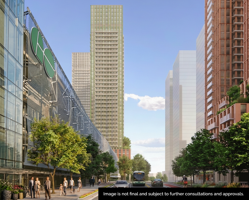 Conceptual design of the proposed Cooksville transit-oriented community.
